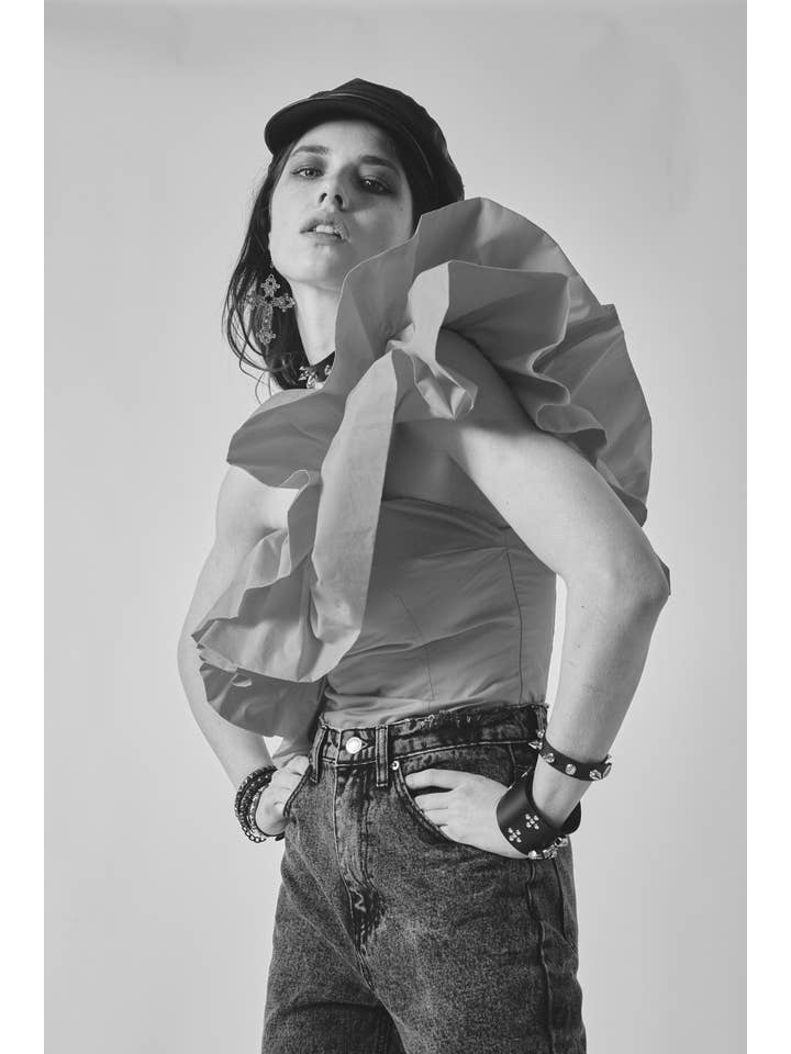 Signature 8 - Wholesale Blouse - Women's - ONE SHOULDER RUFFLE TOP S103951