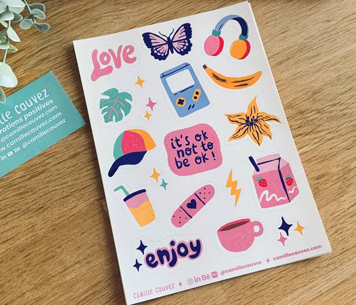 Camille Cauvez illustration et papeterie - Vente Autocollant - Planche De Stickers0