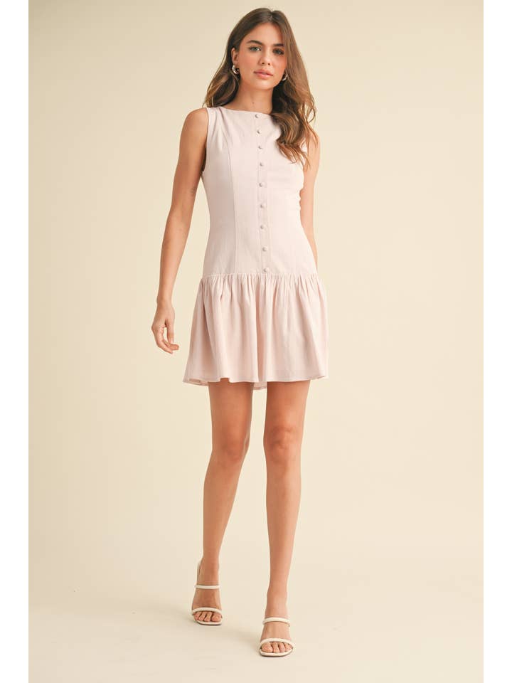 Klesis - Wholesale Dress - Women's - ID9089 STRETCHY LINEN SLEEVELESS DROP WAIST MINI DRESS 14