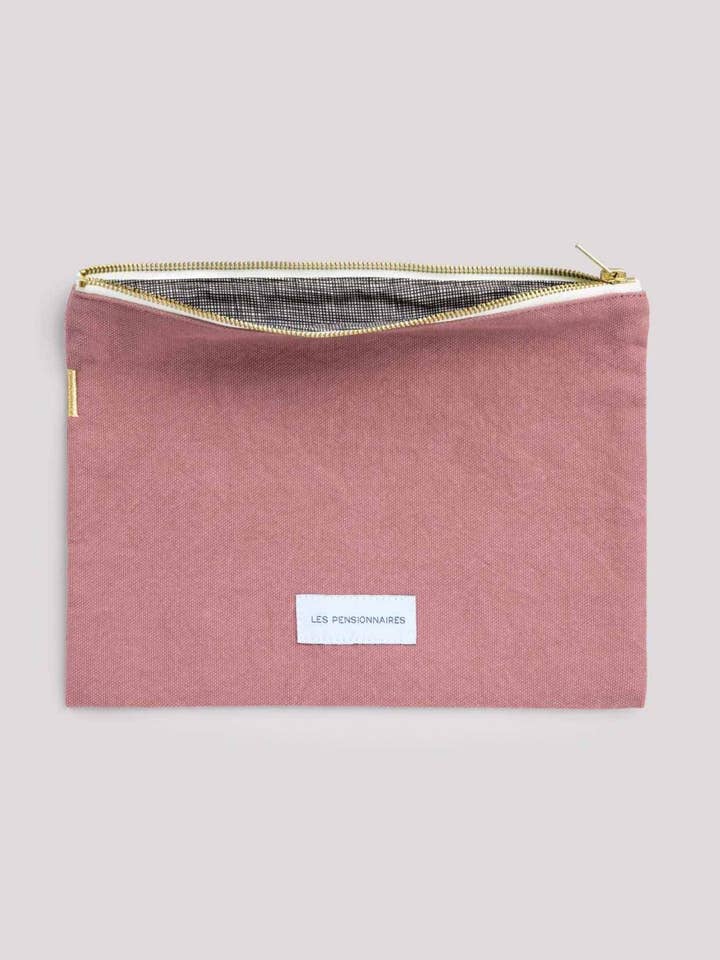 Large Pouch in Organic Cotton Canvas Rosewood for wholesale by Les Pensionnaires