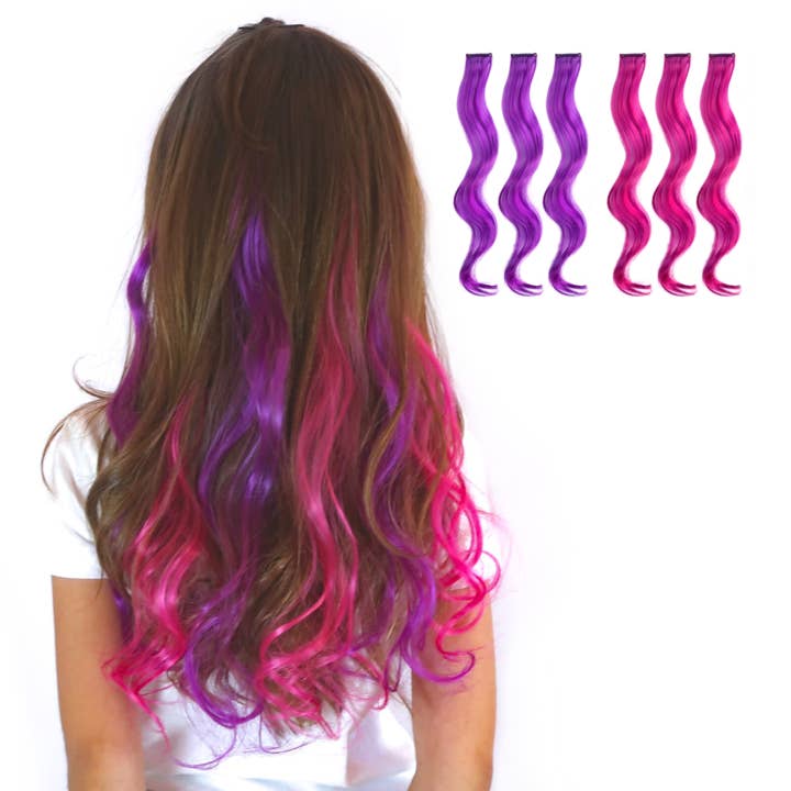 Magic Manes - Wholesale Hair Extensions - Tutti Fruity Purple and Pink Curls Clip-in Hair Extension