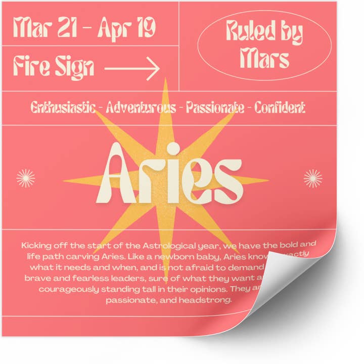 Pegatina Detallada del Zodiaco de Aries para venta al por mayor de Vairagya Yogashala