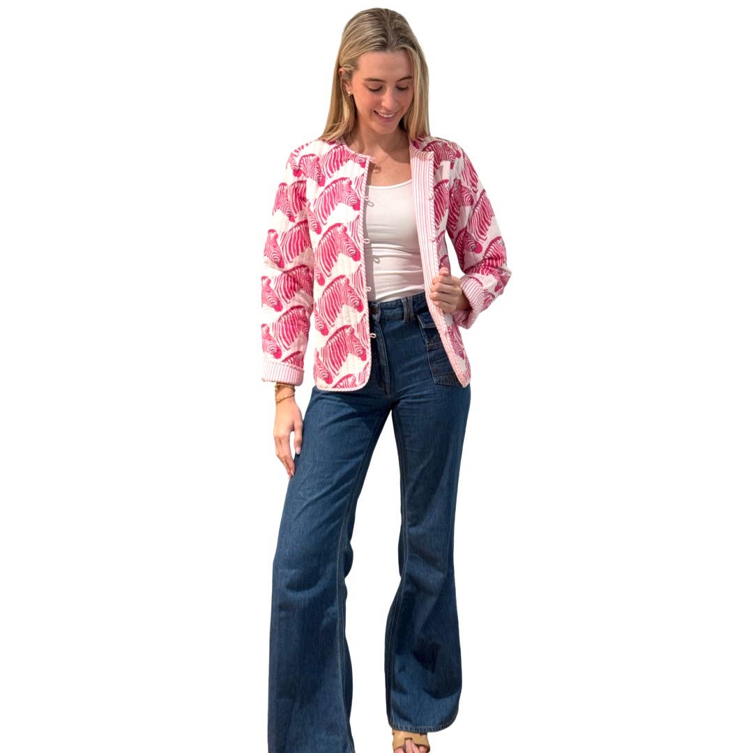 Liza Byrd - Venta al por mayor Chaqueta - Mujer - La Chaqueta Acolchada Reversible Madeline en Cebra Rosa