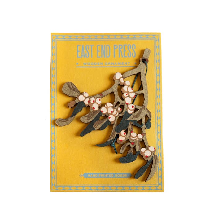 East End Press - Wholesale Ornament - Mistletoe Wooden Ornament2