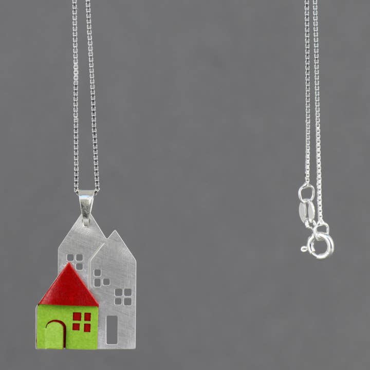 Casita Plana-hänge med kedja i sterlingsilver för wholesale av Joyas de Papel