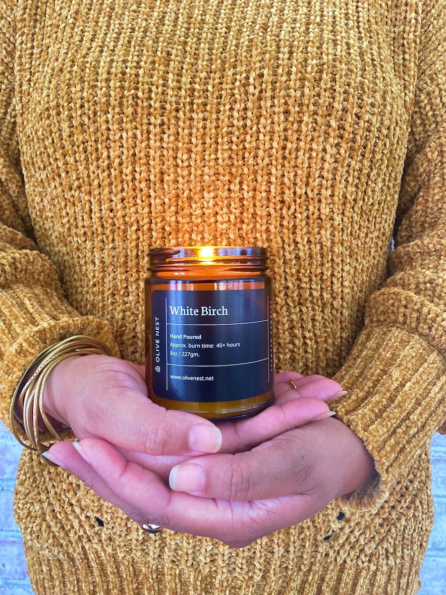 OLIVE NEST - Wholesale Jar/Filled Candle - Winter White Birch Soy Blend Wood Wick Candle1