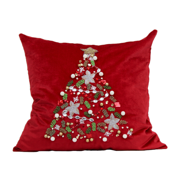 House Of Harkaari – wholesale Dekorativ kudde – Sammet pärlstav nyckfull julgran kudde9