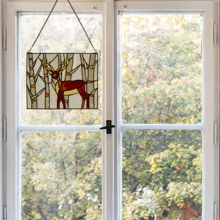 River of Goods - Wholesale Suncatcher - 11"H Majestic Deer Stained Glass Window Panel