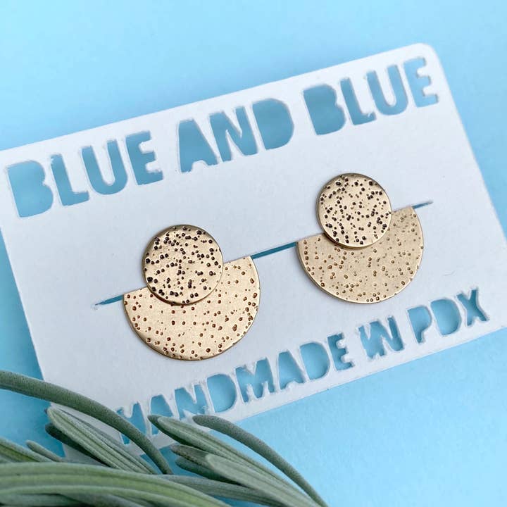 Disc Ear Jackets - Brass for wholesale by Blue and Blue