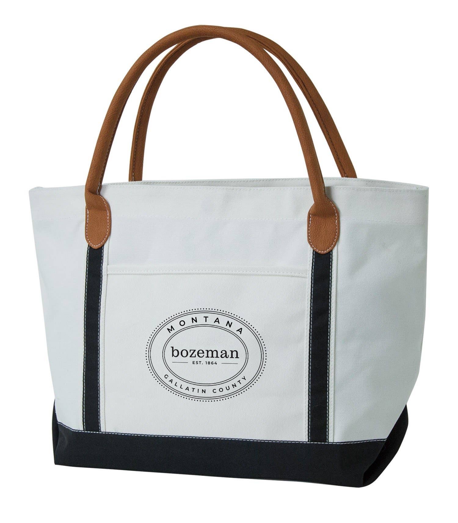Mercantile 12 - Wholesale Tote Bag - Unisex - Custom YOUR BRAND OR LOGO 18 Oz. Boat Tote W/ Vegan Leather5