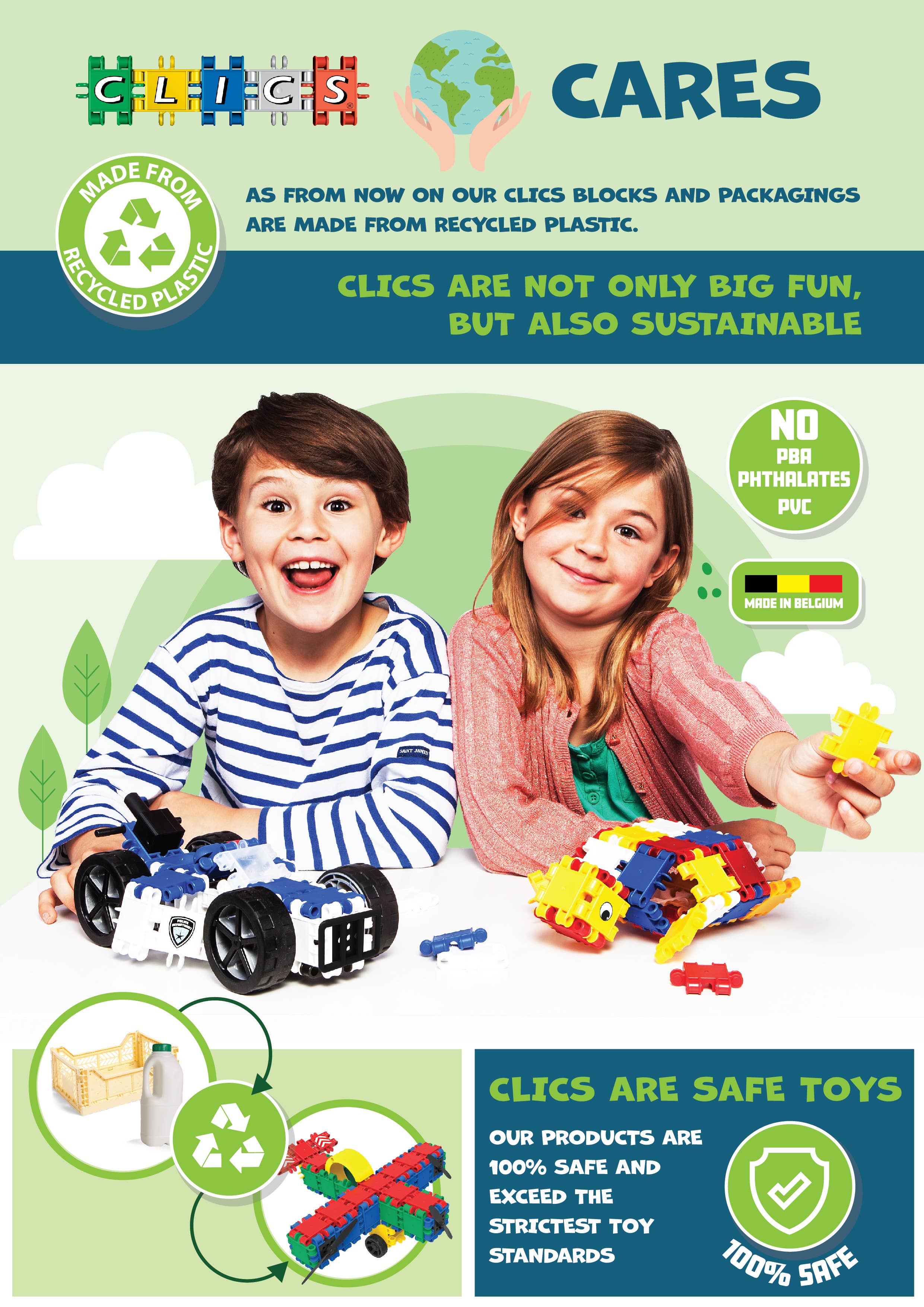 CLICS NV - Wholesale Building Set - Kids - Clics Drum 10 in 1 - made from recycled material3