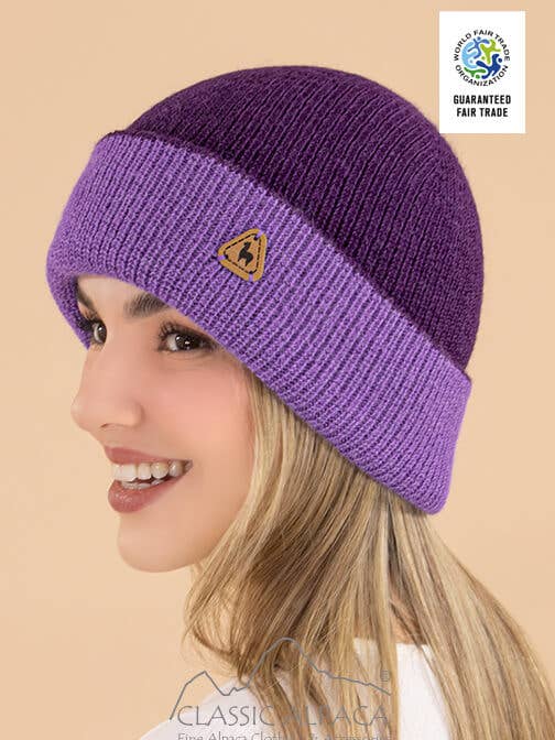 Unisex Reversible knit English Alpaca Hat for wholesale by Classic Alpaca