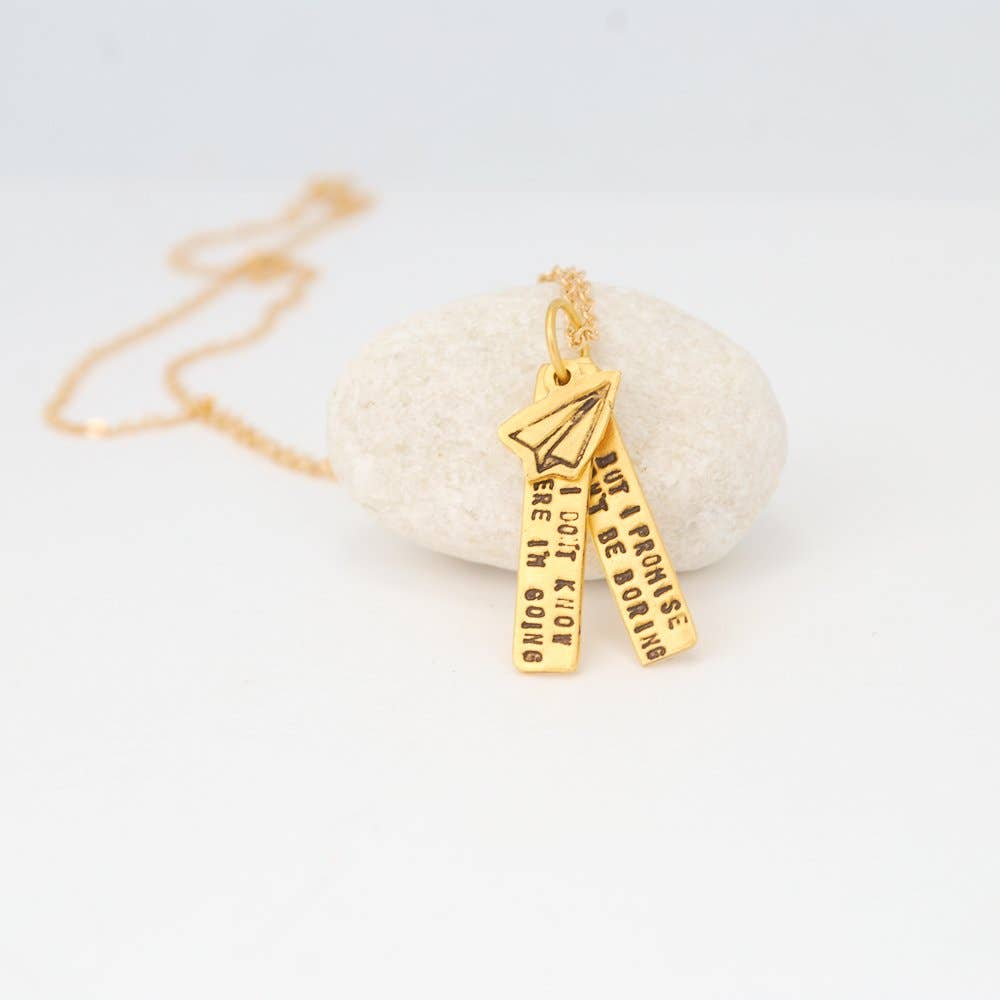 Chocolate and Steel - Wholesale Pendant/Charm Necklace - I don't know where I'm going, but I promise it won't be boring -David Bowie quote4