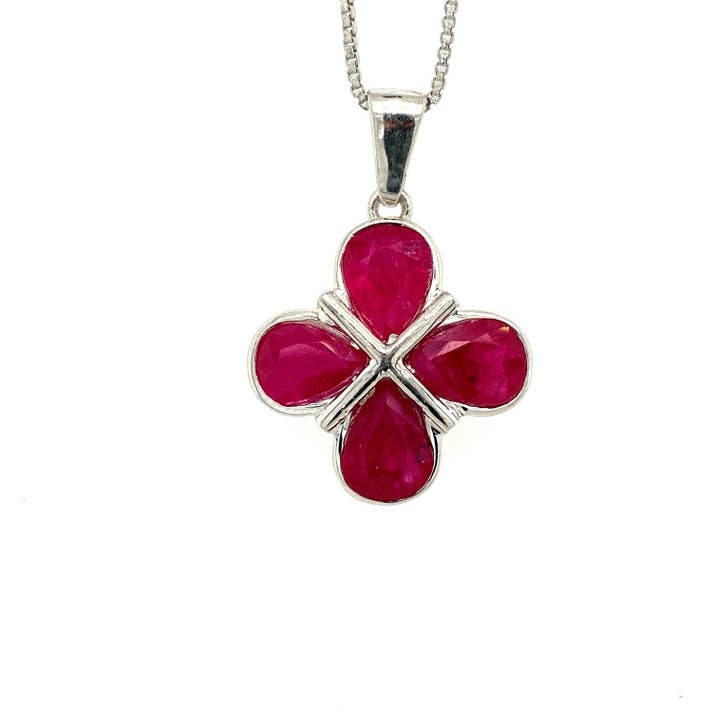 Ruby vedhæng i 925 Sterling sølv - KSP 32052 for engroshandel hos Kotawala Jewels