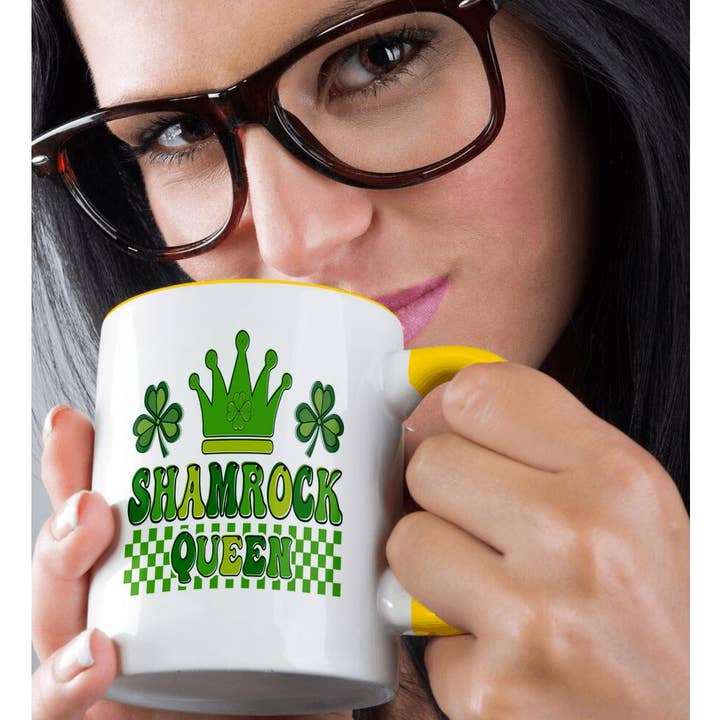 3dRose - Wholesale Coffee Mug - 3dRose, Cute Green St Patricks Day Shamrock Queen Illustration, Mug1