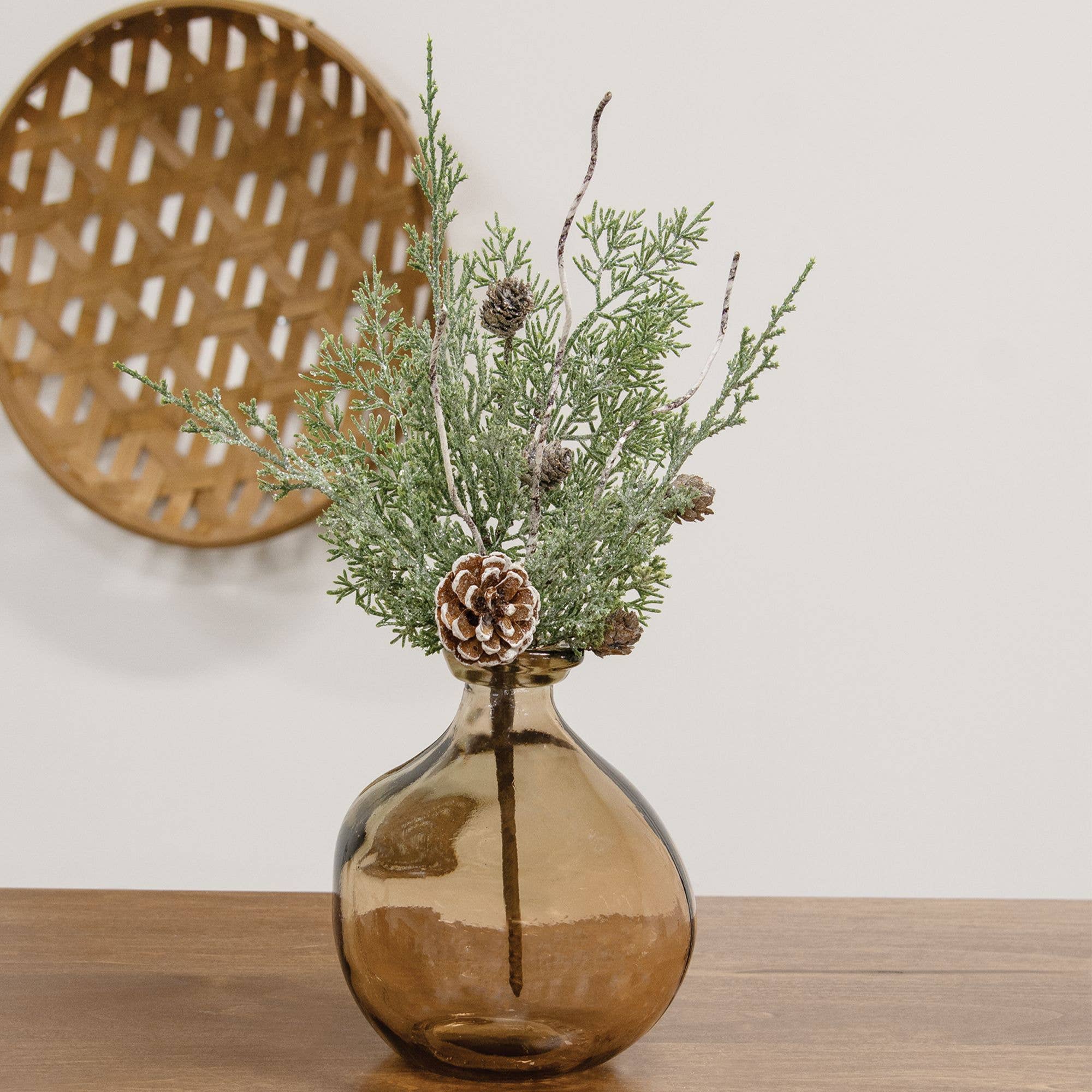 Saybrook Lane - Wholesale Artificial Plant - Durham Cedar, Birch Pinecone Spray, 14"1