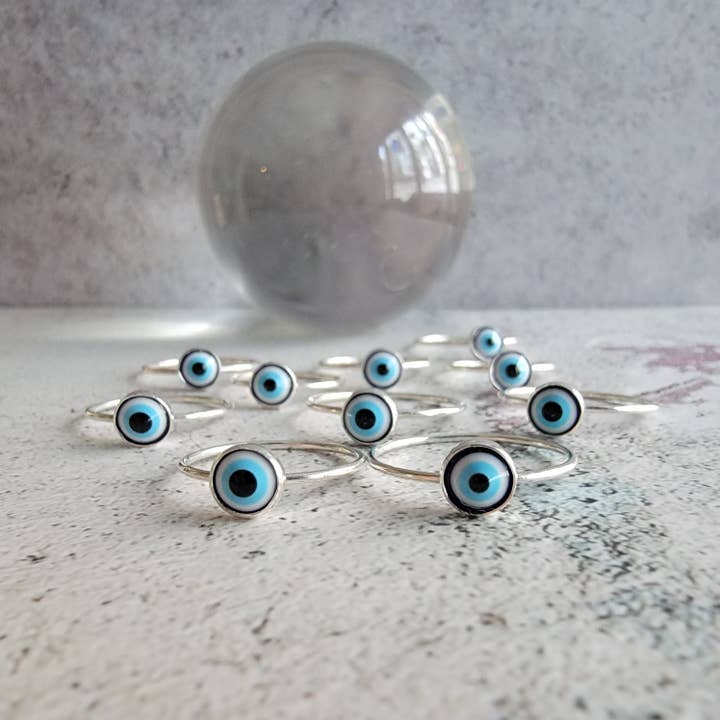 Mati Griechischer Evil Eye Stapelring aus Sterlingsilber für den Großhandel von Verdilune