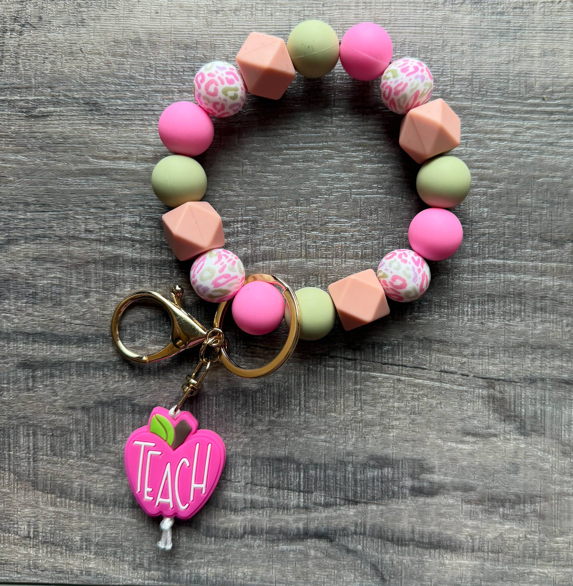 JILLIAN INK LLC - Wholesale Keychain - Women's - Pretty Pink Apple Colorful Teacher Keychain3