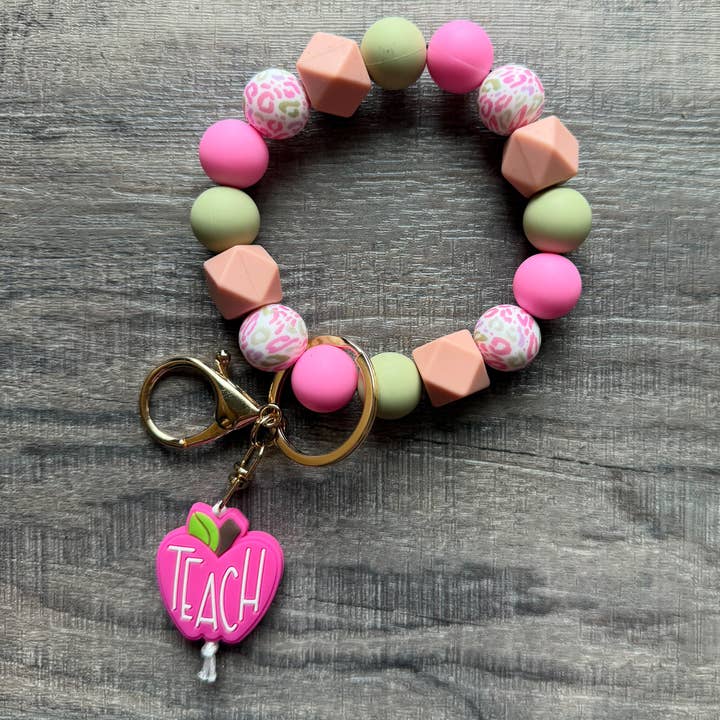 JILLIAN INK LLC - Wholesale Keychain - Women's - Pretty Pink Apple Colorful Teacher Keychain3