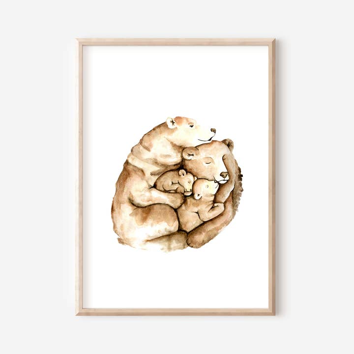 Große Braunbären Familie Poster Für Babyzimmer für den Großhandel von MiniDei