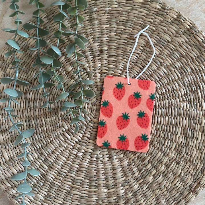 Rags Revived - Wholesale Car Freshener - Unisex - Strawberry Car Air Freshener Felt Freshie Â