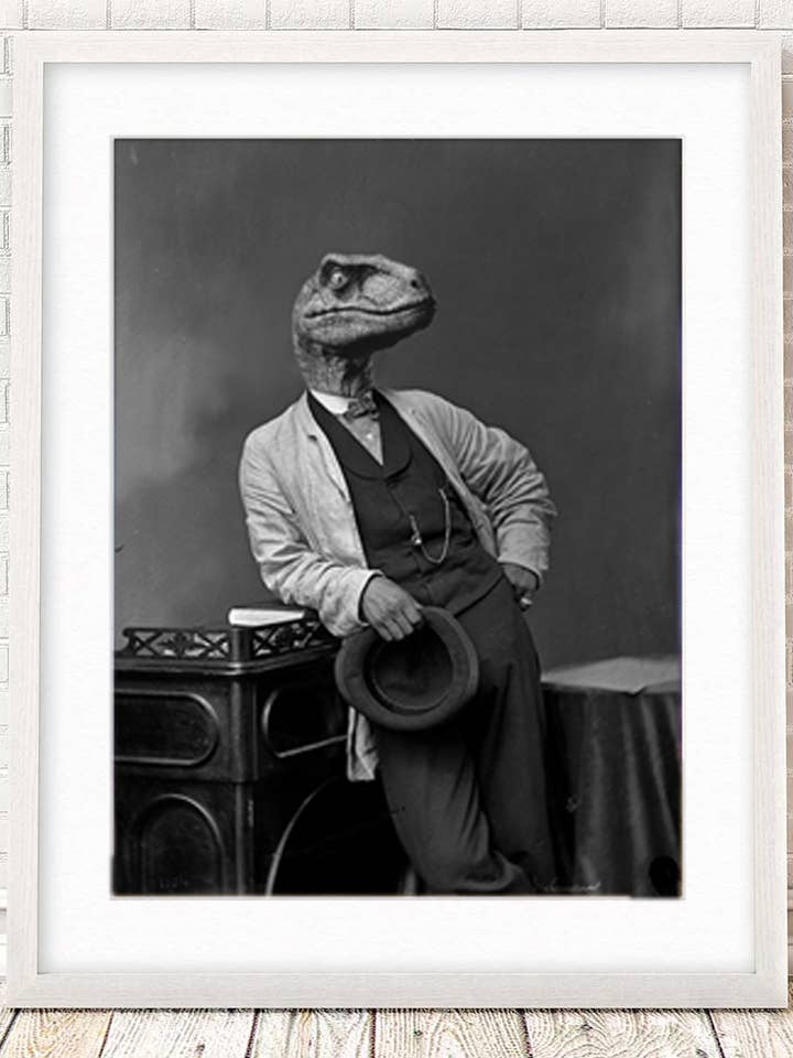 Impression sur un raptor, dinosaure vélociraptor, art jurassique pour la vente par The Wild Oddisorium