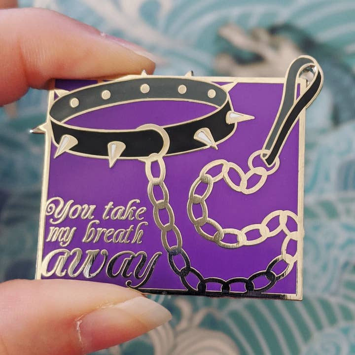 Cunning Linguist Co. - Wholesale Lapel pin/button - Choker - collar w/ leash, erotic, kinky sexy, enamel pin0