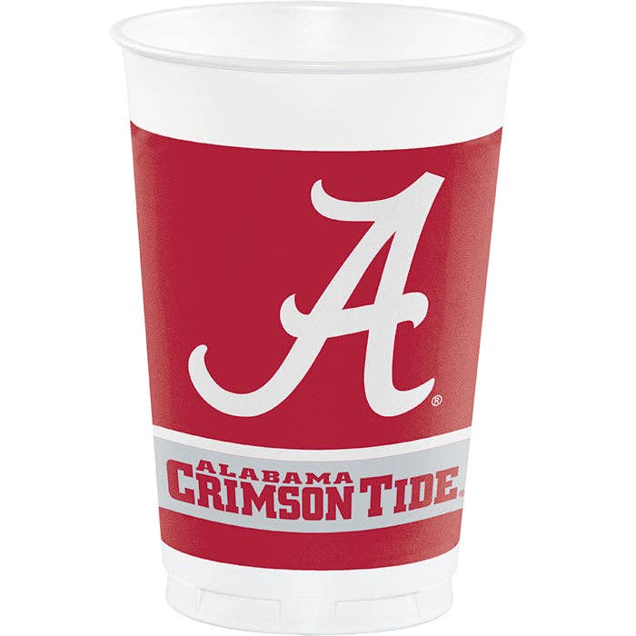 University of Alabama 20 oz Plastic Cups, 8/Pkg for wholesale by Bulk Party Decor