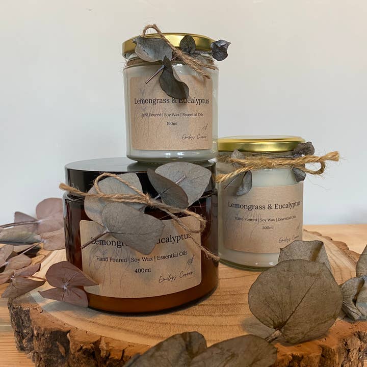 Natuurlijke sojawaskaars met citroengras en eucalyptus voor wholesale door Emily’s Corner