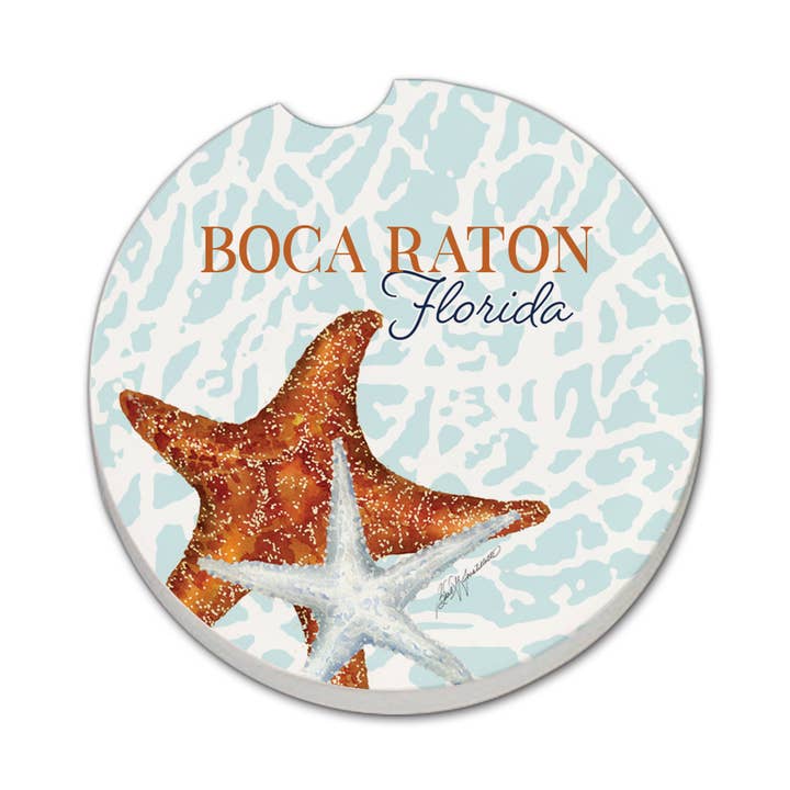 Name Drop Stone Car Coaster- Seas The Day Starfish for wholesale by CounterArt/Highland Home/Thirstystone/CoasterStone