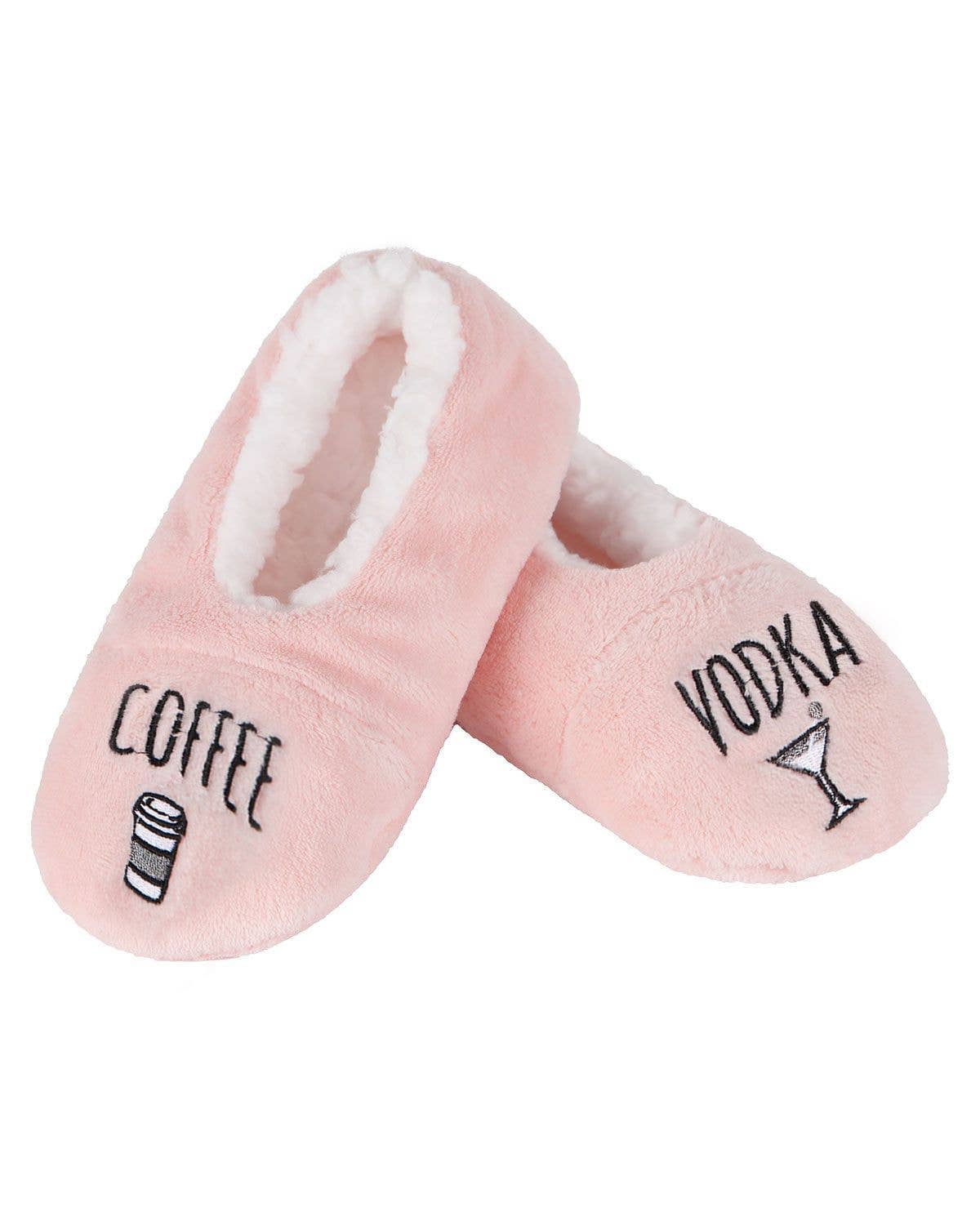 Pink MeMoi Coffee & Vodka Sherpa Lined Slippers for wholesale on Faire0