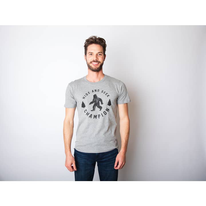 Crazy Dog T-Shirts - Wholesale Screen Printed T-Shirt - Men's - Hide And Seek Champion Graphic T-shirt Funny Bigfoot Tee3
