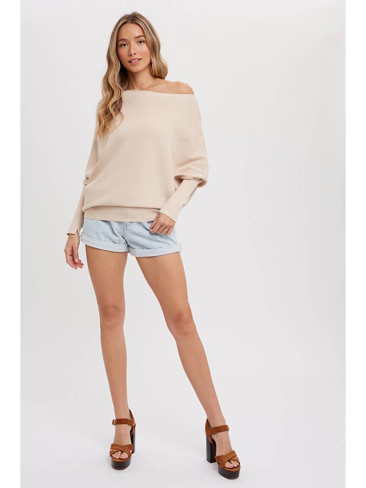 Bluivy - Wholesale Knit Sweater - Women's - ASYMMETRICAL OPEN SHOULDER DOLMAN PULLOVER39