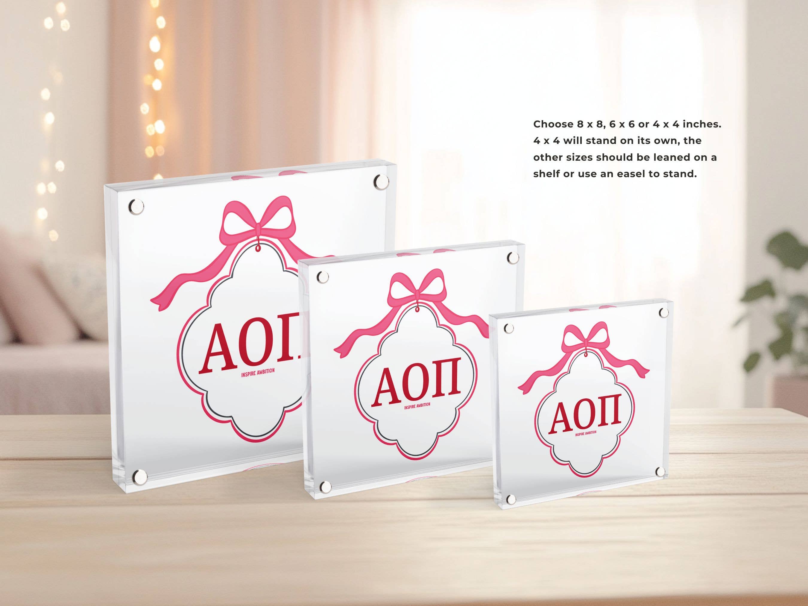 Aspen and Lark - Wholesale Decorative Tabletop Object - Alpha Omicron Pi - Scallop Acrylic Block2