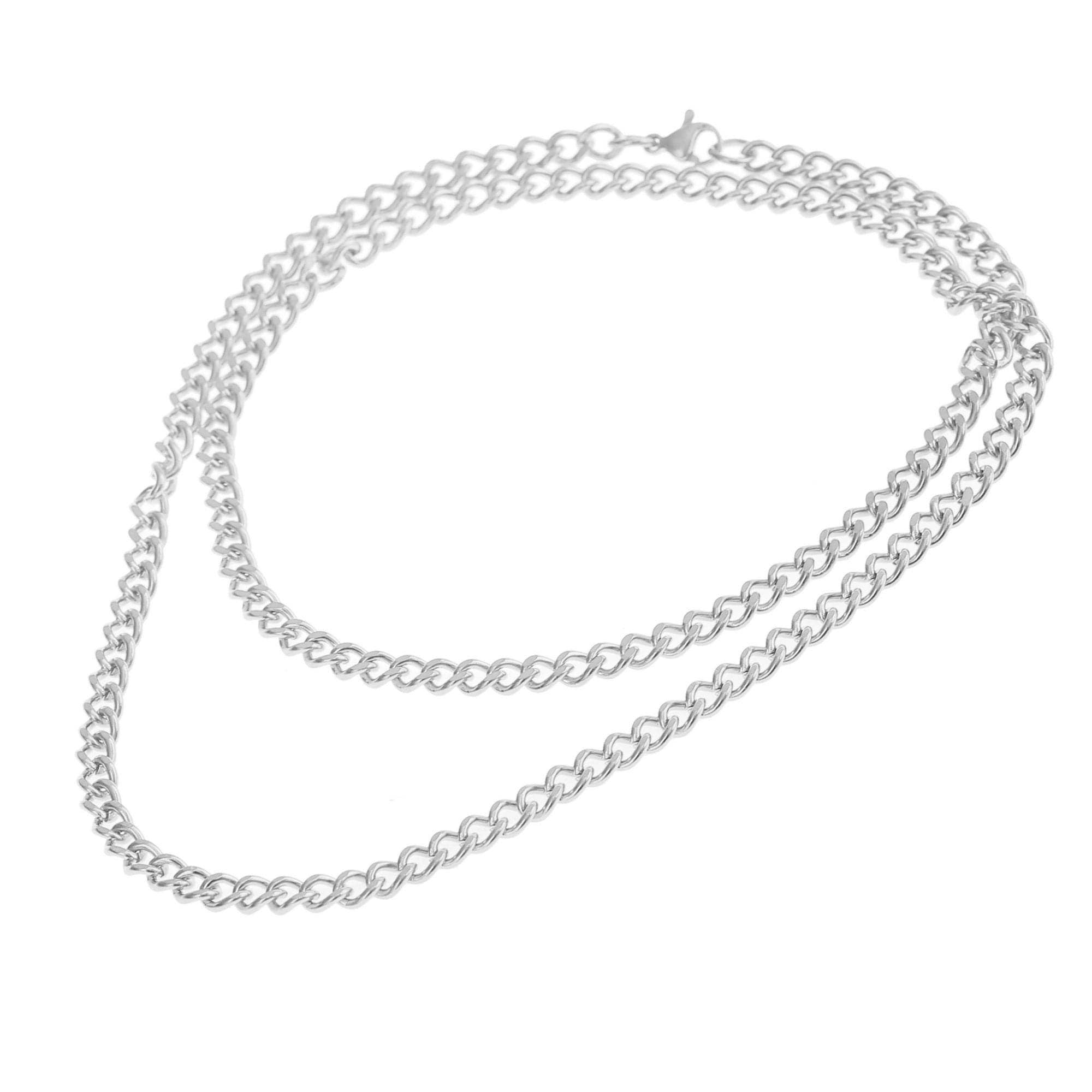 Made By Nami - Wholesale Link & Chain Necklace - Men's Necklace - Plain Silver Curb Chain3