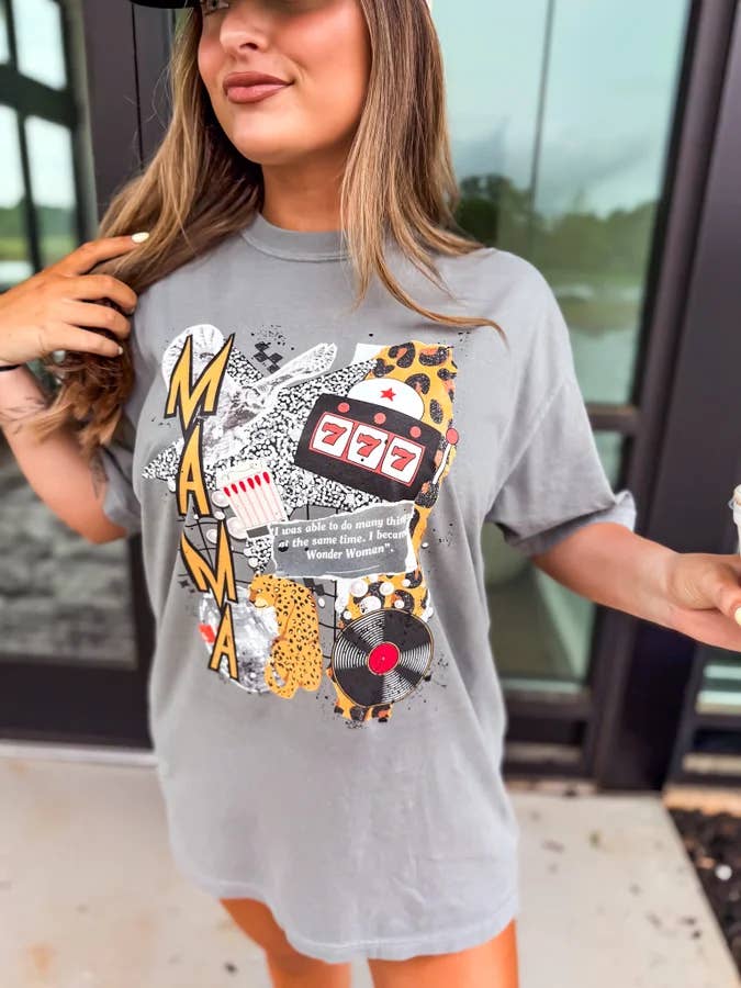 Cheetah Mama Gray Graphic Tee for wholesale by birdie