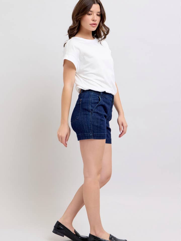 Watermelon Apparel – wholesale Shorts – Women’s – Judy Blue High Waist Dark Denim Trouser Shorts6