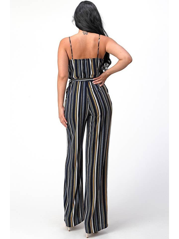 Navy Mustard Striped jumpsuit in a relaxed fit 170017J60 for wholesale on Faire3