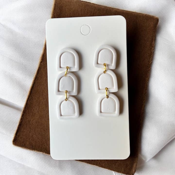 Earrings - Dangle - Polymer Clay - Handmade - Ivory Arches for wholesale by Formed By Clay
