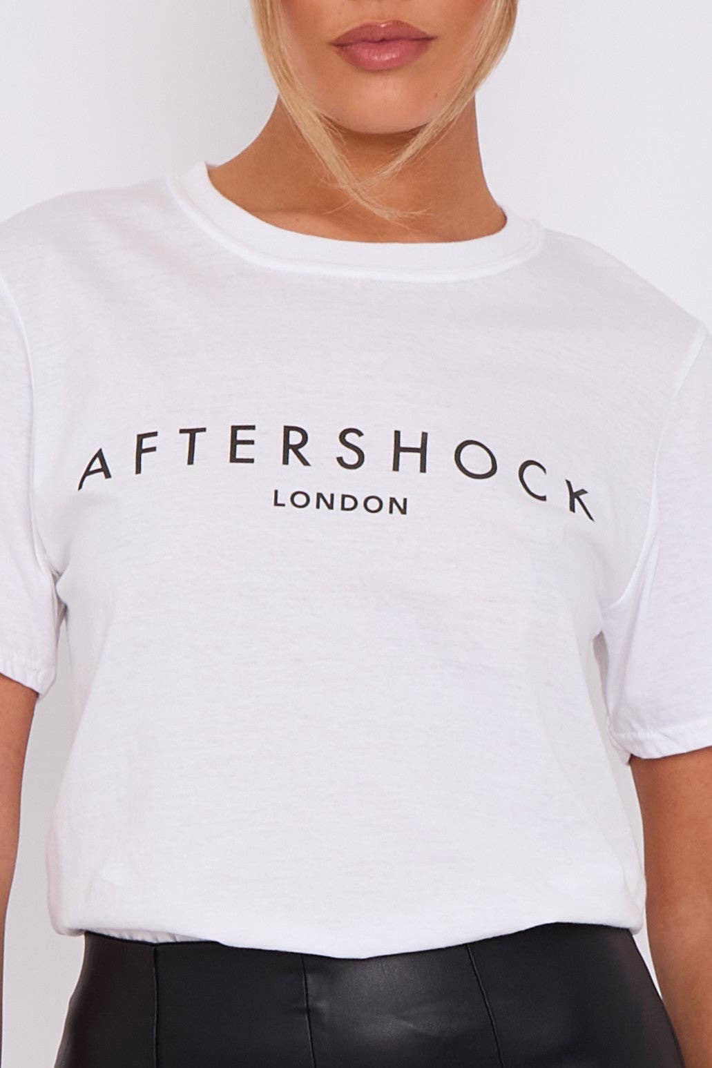 Aftershock London – wholesale Screen printed t-shirt – Women′s – White Logo Short Sleeve Round Neck T-Shirt2
