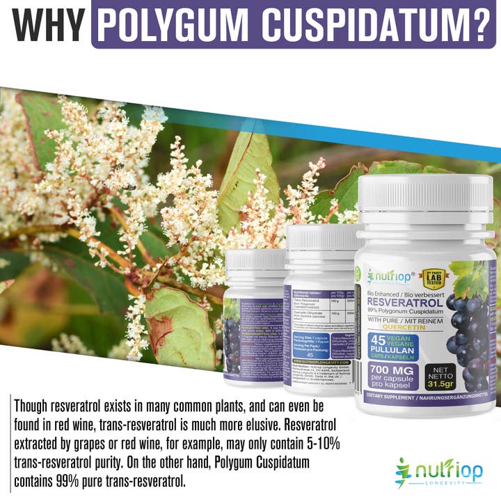 Nutriop Longevity - Wholesale Oral Supplement/Vitamin - Bio-Enhanced Nutriop® Resveratrol with Pure Quercetin4