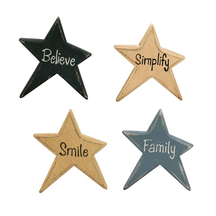 4/Set, Family Words Star Magnets for wholesale by The Hearthside Collection