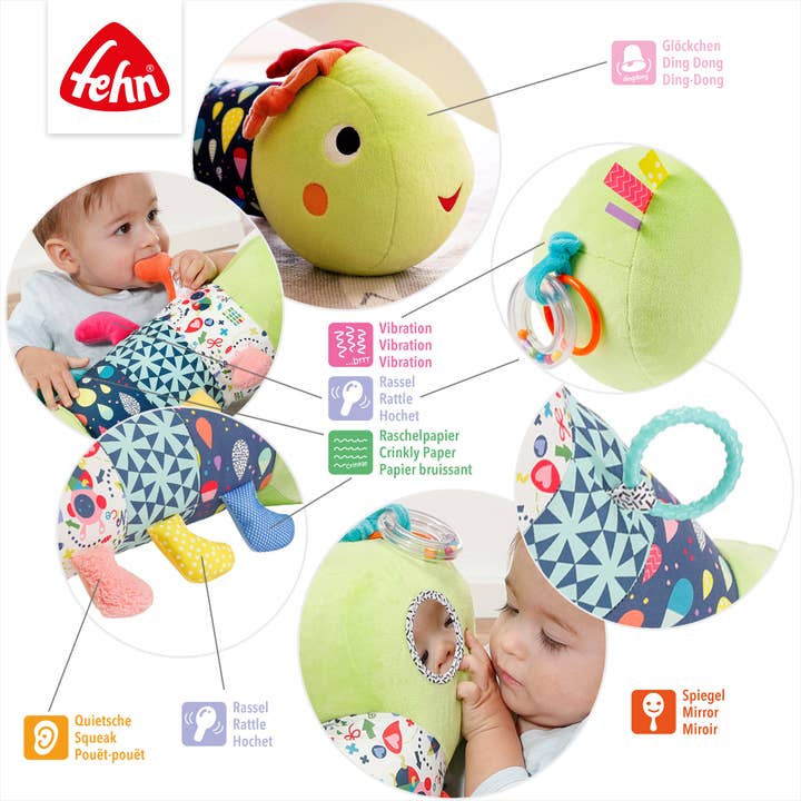 Fehn - Wholesale Crinkle Tag Toy - Baby - Caterpillar crawling roll - crawling aid - motor skills toy3