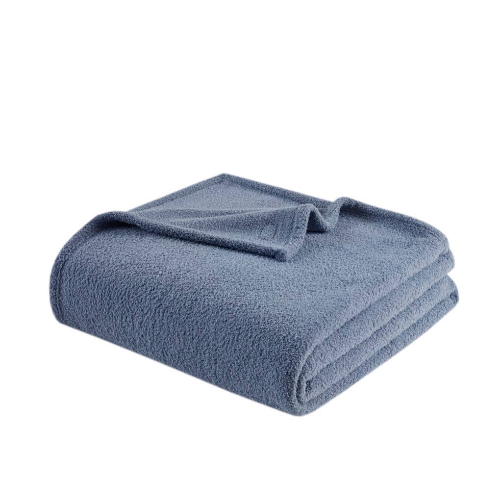 Olliix - Wholesale Bedding Blanket - Solid Neutral Faux Feathersoft Blanket, Navy Blue2