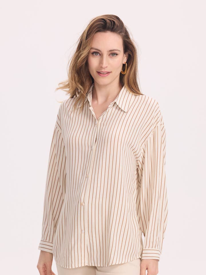 Two-tone striped shirt for wholesale by KY CREATION PARIS
