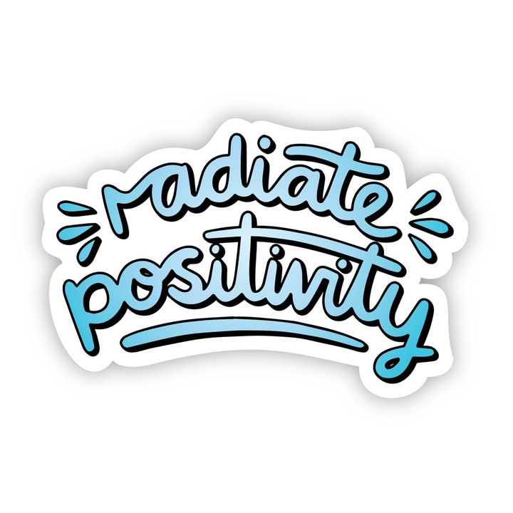 Radiate Positivity Blue Aesthetic Sticker for wholesale by Big Moods