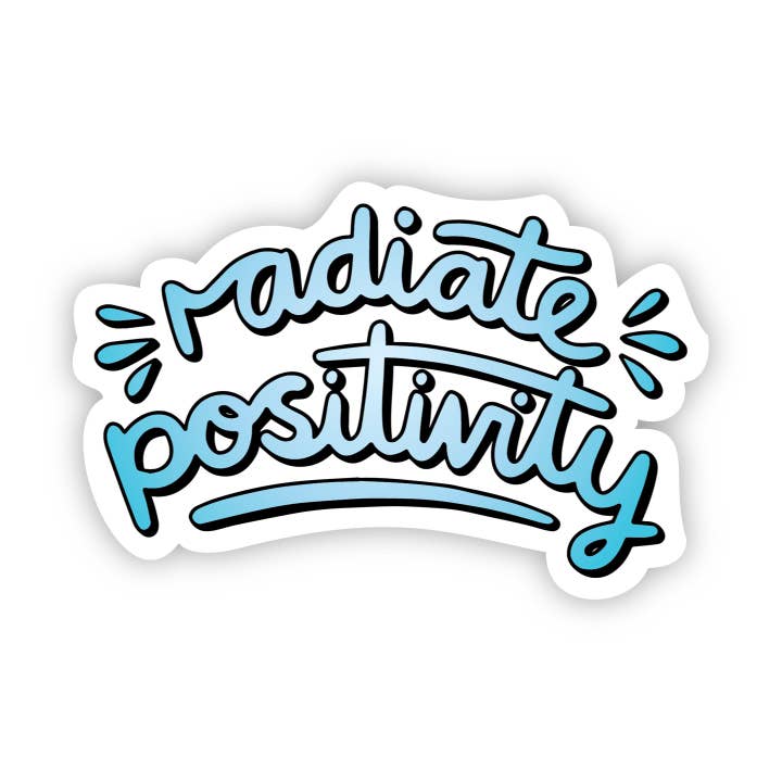 Radiate Positivity Blue Aesthetic Sticker for wholesale by Big Moods