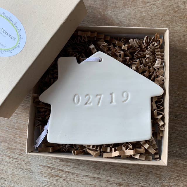 Chrissy Ann Ceramics - Wholesale Ornament - Custom Zip Code Ceramic House Ornament | Handmade Pottery