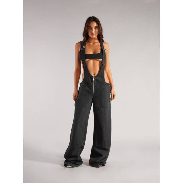 Salopette en jean zippée pour femmes, pantalons amples et décontractés pour la vente par Tourtiwi