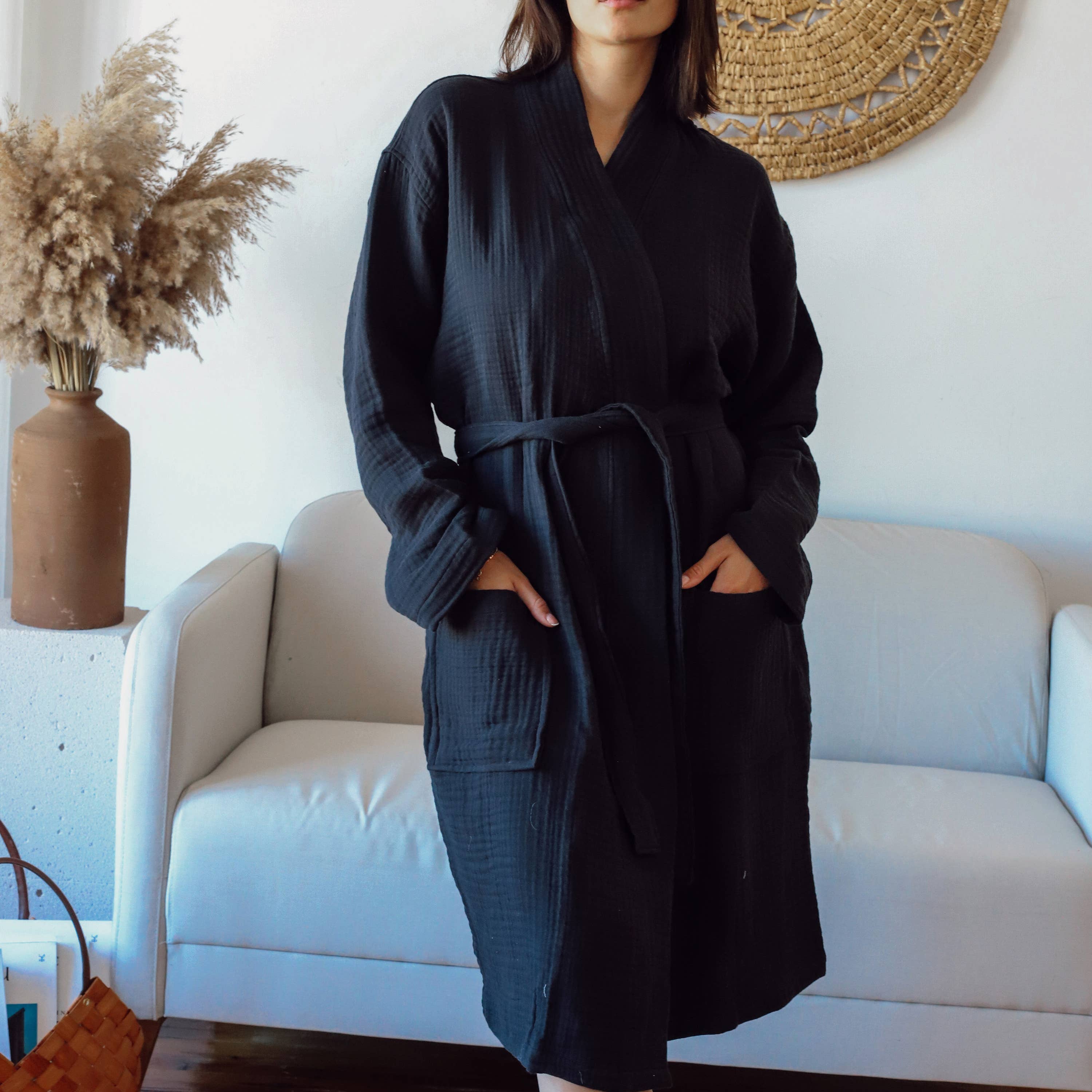 Vivamaison - Wholesale Robe - Unisex - Luxury 4 Layer Muslin Bathrobe, Natural Cotton Spa Comfort23